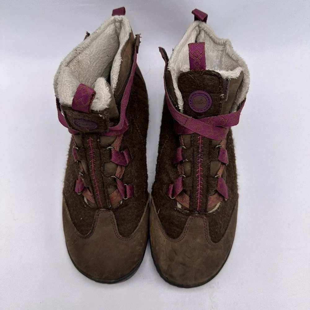 Jambu Boots Women's Size 7 M Hiking Hook And Loop Easy Close‎ Brown Pink